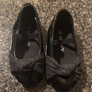 Carter's Shiny Black Dress Shoes with Bow